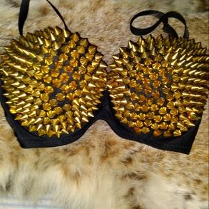 Meishulanna Gold Spiked Halloween Bra COACHELLA